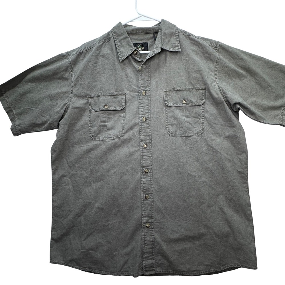 RedHead Button Down Camp Shirt Mens XLT grey Short Sleeve Cotton Utility XL Tall